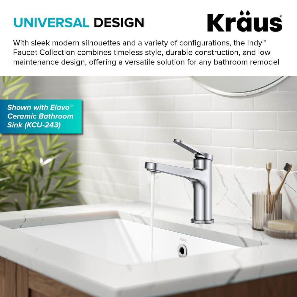 Indy Chrome Single Handle Bathroom Faucet with Pop Up Drain