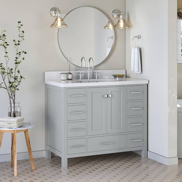 43in Natural Kitchen Cart With Engineered Stone Top