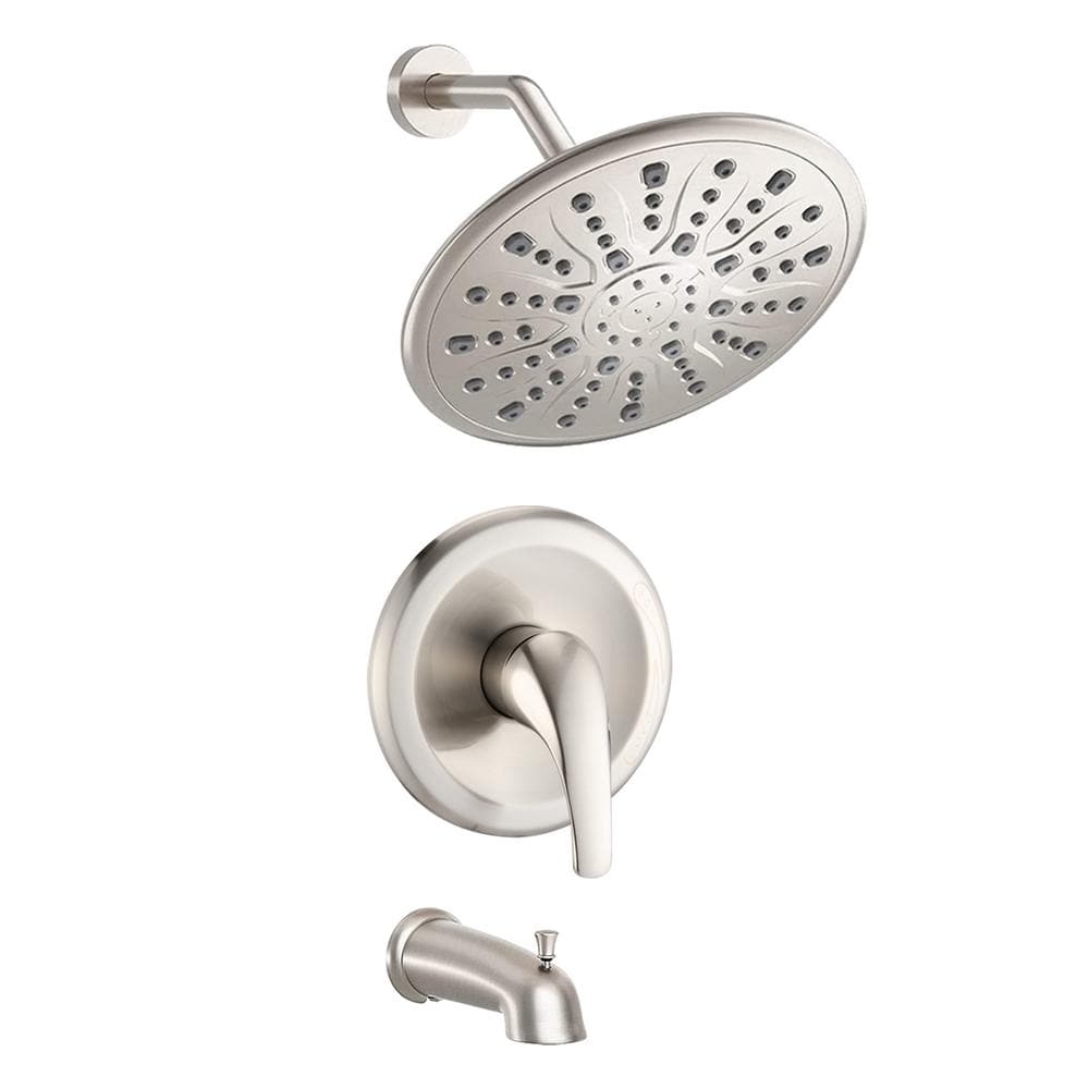 Single Handle 1-Spray Tub and Shower Faucet with 1.8 GPM in Brushed Nickel 
