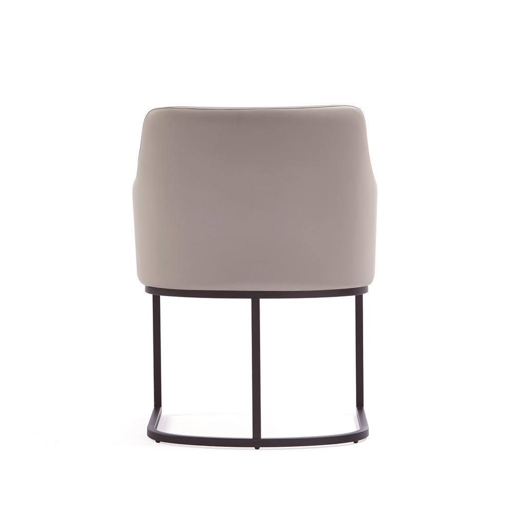 Serena Light Grey Faux Leather Upholstered Dining Arm Chair Set with Metal Frame