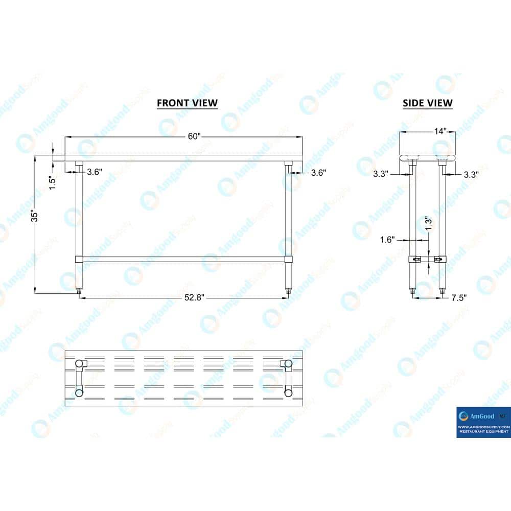 60'' Stainless Steel Open Base Utility Work Table