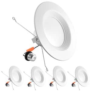 5/6 in. Can Light 14-Watt 5 Color Selectable Dimmable Remodel Integrated LED Recessed Light Kit Baffle Trim (4-Pack)