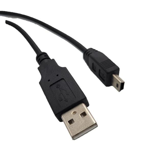 USB 2.0 A Male to Mini B Male with Screw (M3) Locking Cable, 12in, 2m, 5m