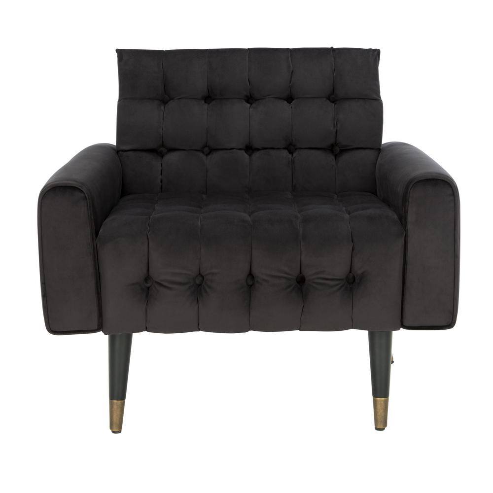 Shale Velvet Lawson Accent Chair with Black Wood Legs