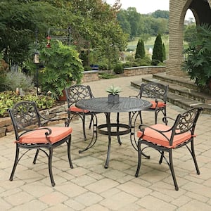 Sanibel Rust Bronze 5-Piece Cast Aluminum Outdoor Dining Set with Coral Cushions