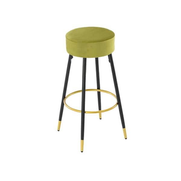 Tidoin 30.11 in. Dark Yellow Metal Frame Low Back Bar Stool with Velvet Seat