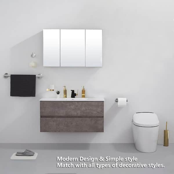 Bathroom Hardware 3-Piece Bath Hardware Set with Towel Bar, Robe Hook, Toilet Paper Holder in Brushed Nickel