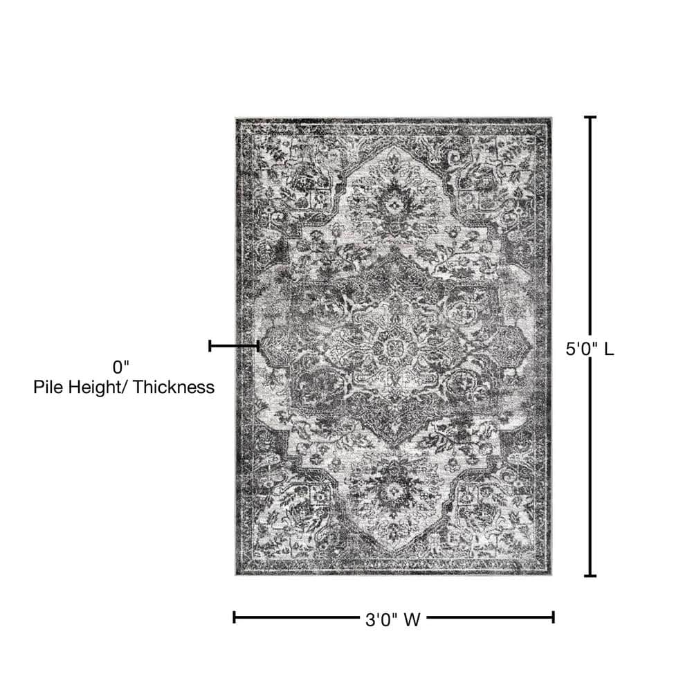 Elegance Redefined Gray Synthetic Medallion 3' x 5' Area Rug