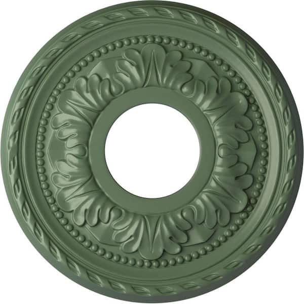 Ekena Millwork 7/8" x 11-3/8" x 11-3/8" Polyurethane Palmetto Ceiling, Hand-Painted Athenian Green