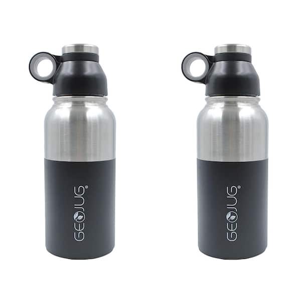 25 oz Silver 2 Pack Stainless Steel Sports Water Bottle Wide Mouth 