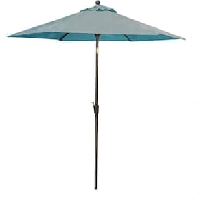 Traditions 9 ft. Aluminum Market Tilt Patio Umbrella in Blue PVC Sling