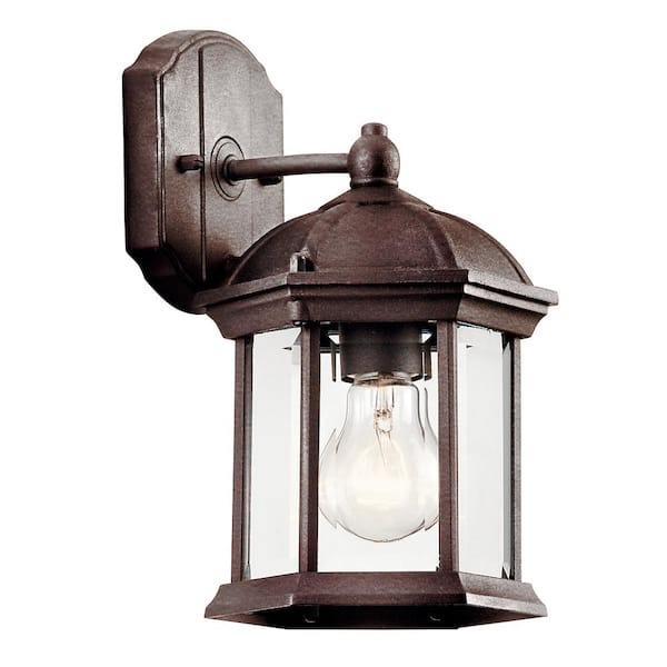 KICHLER Barrie 10.25 in. 1-Light Tannery Bronze Outdoor Hardwired Wall Lantern Sconce with No Bulbs Included (1-Pack)