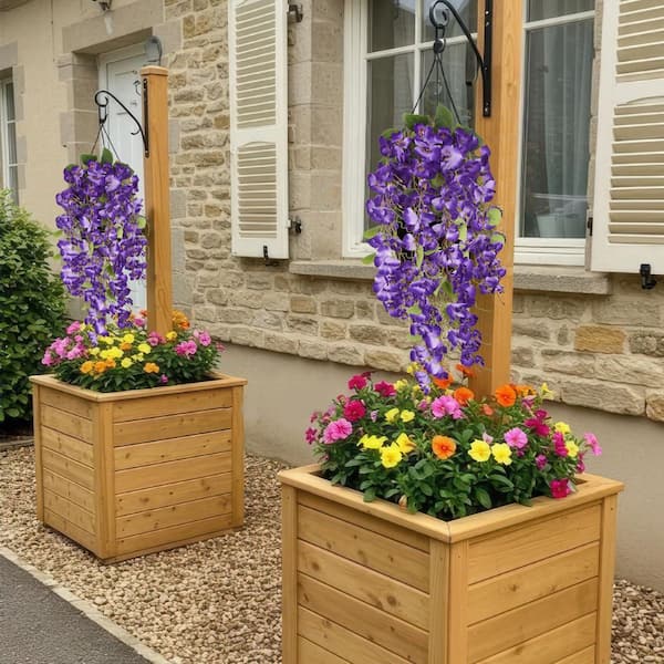 15.74 in. 2-Piece Purple Artificial Hibiscus Vine UV Resistant