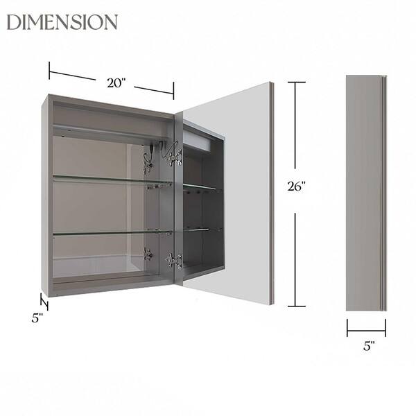 NeuType 20-in W x 26-in H Sliver Square Medicine Cabinet Mirror