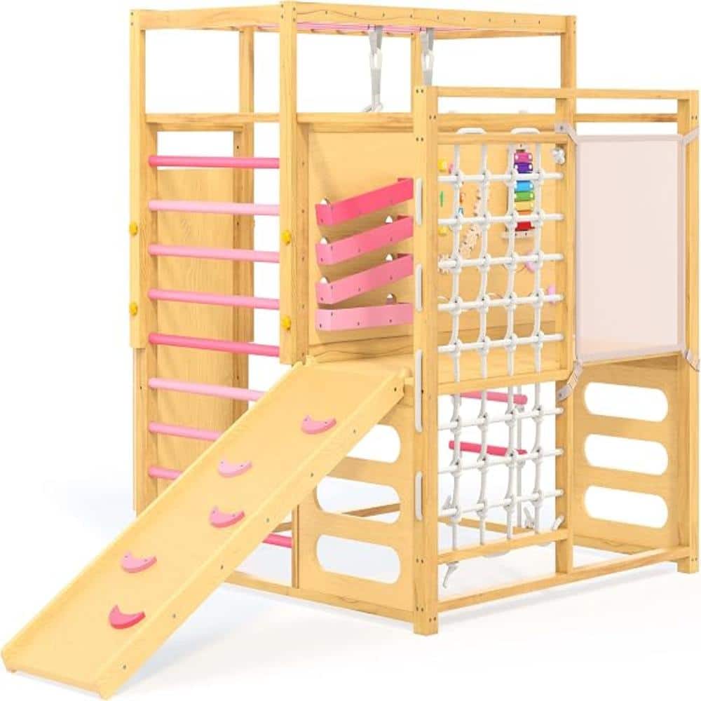 9-in-1 Wooden Jungle Gym, Indoor Playground Climbing Playset for Toddlers & Kids Ages 1-5, Pink price history on PriceWatchPro