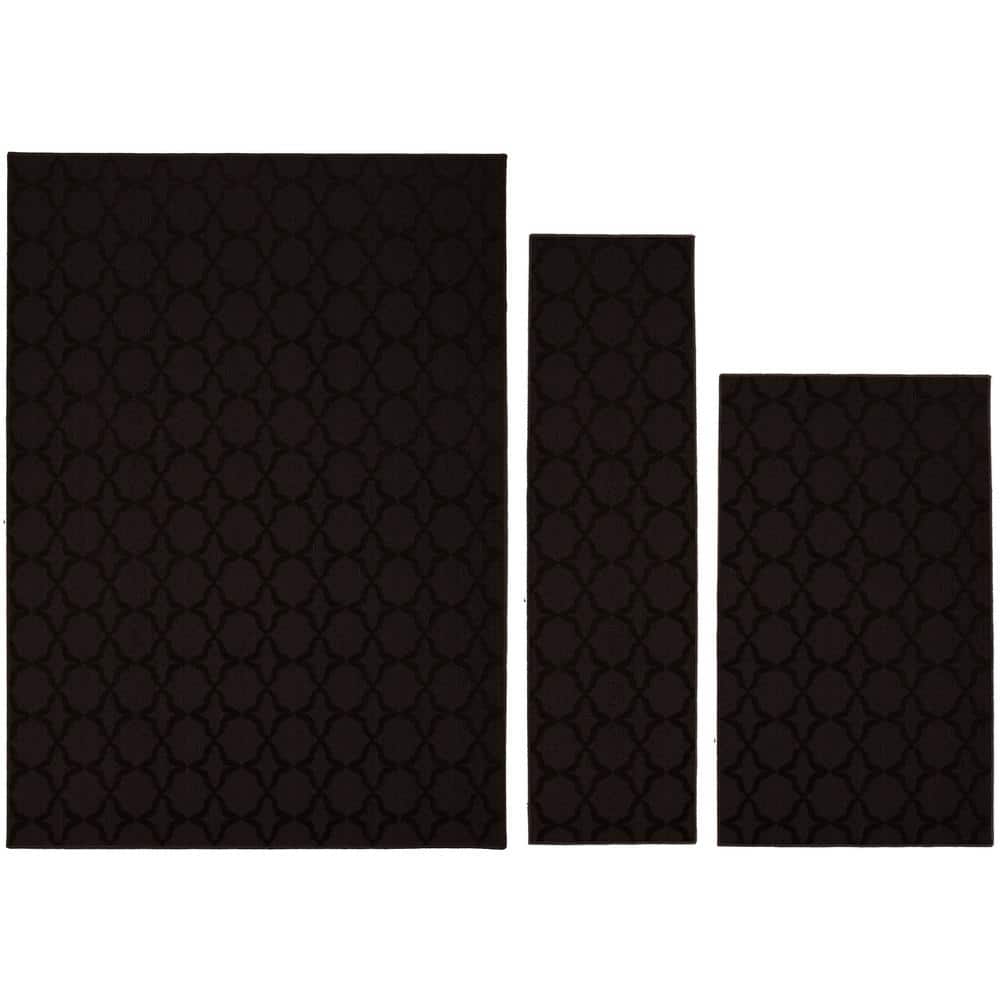 Mocha Trellis Tufted Rectangular Rug 5' x 7' with Non-slip Backing