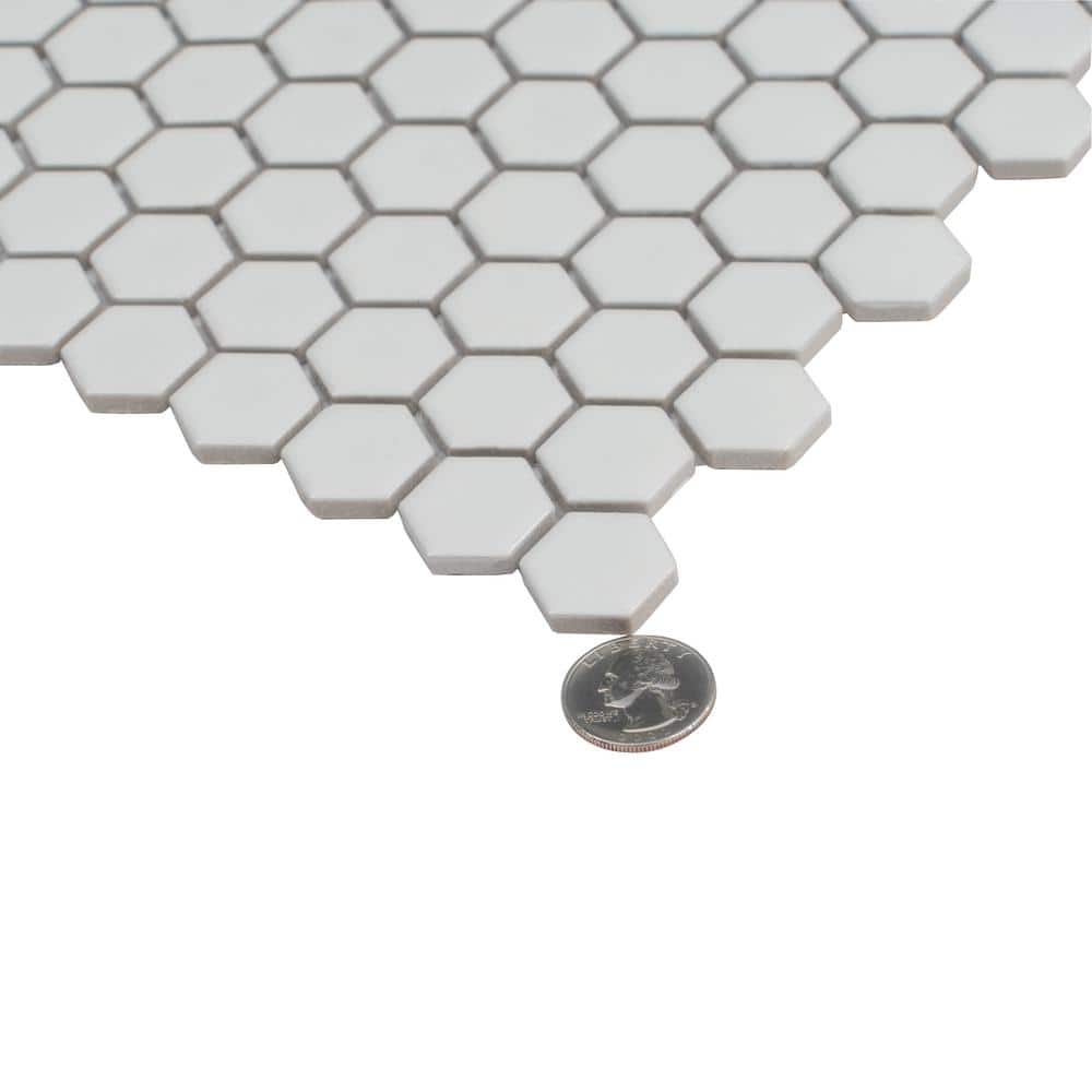 Apollo 16" Matte Black Porcelain Hexagon Mosaic Tile