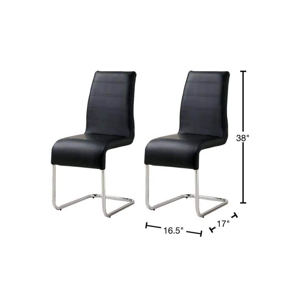 Black Faux Leather and Metal Upholstered Side Chair