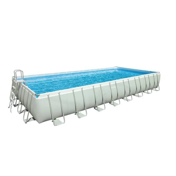 Intex 32 ft. x 16 ft. x 52 in. Rectangular Ultra Frame Pool Set with Sand and Saltwater Combo Filter