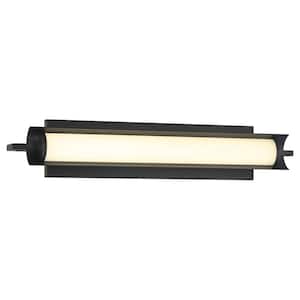 Trizay 24 in. 1-Light Black LED Vanity Light Bar with Etched White Glass Shade