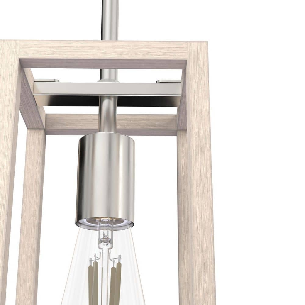 Squire Manor Brushed Nickel 11" Mini Pendant with Bleached Wood Accent