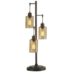 37 in. Bronze Table Lamp with Clear Dimpled Glass Shade