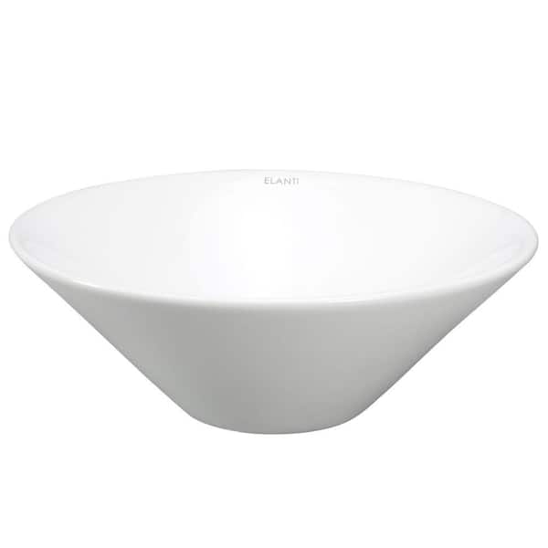 Elanti Round Vessel Bathroom Sink in White