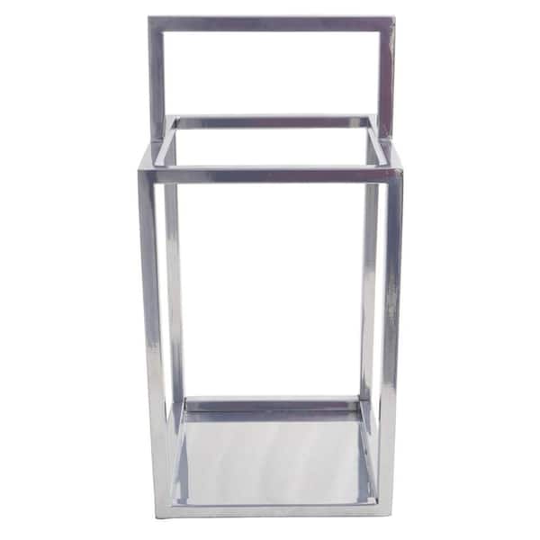 Silver 16 in. Metal Novelty Coastal Squared Lantern With Handle