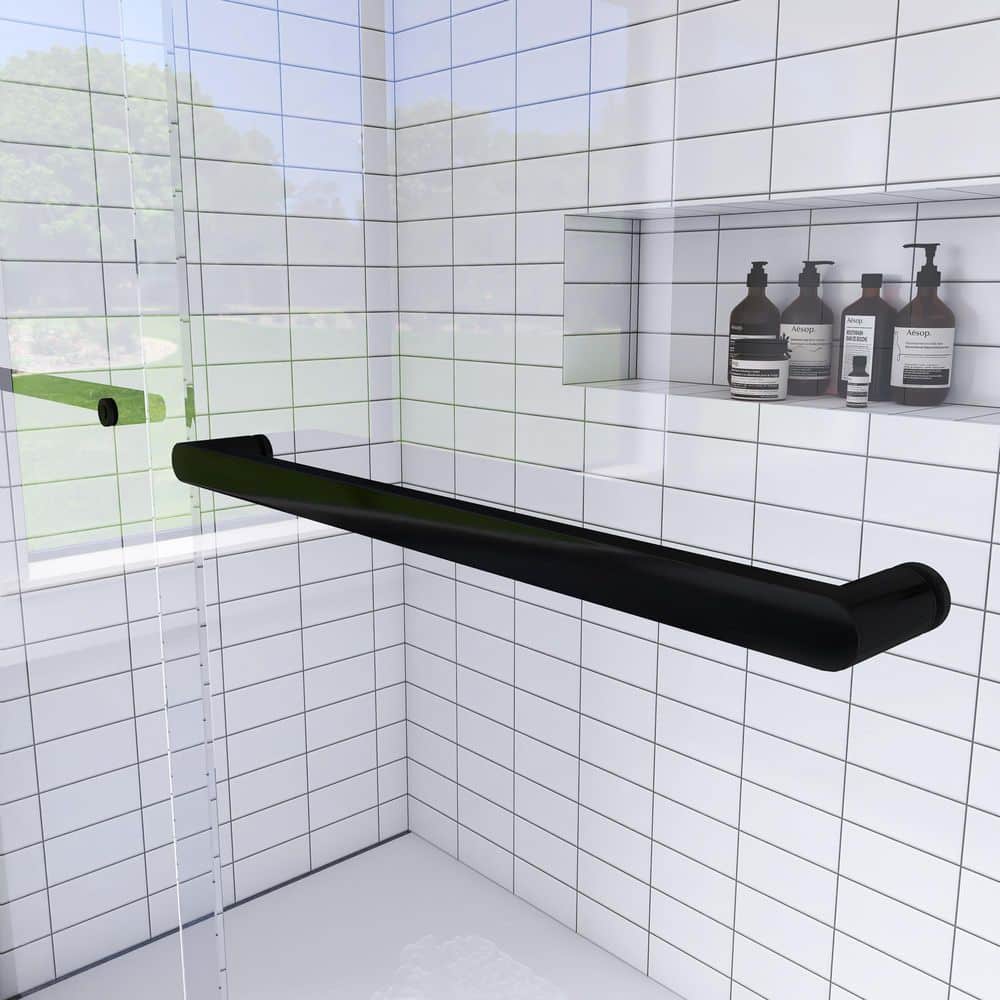 60" Matte Black Aluminum Framed Double Sliding Shower Door