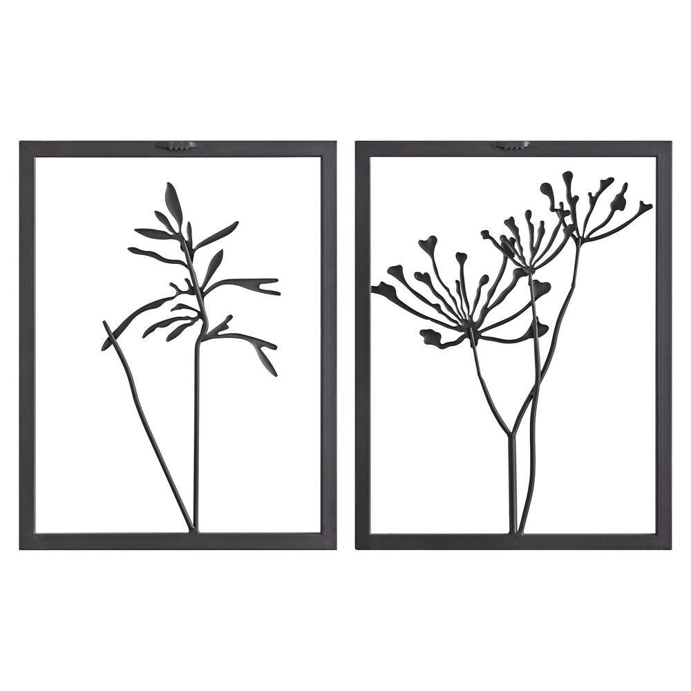 Malak Black Metal Framed Floral Wall Art Set