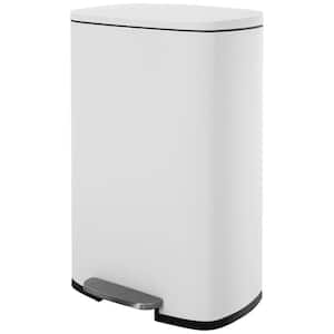 Turner 13 Gal. White Stainless Steel Household Trash Can With Step Lift Lid