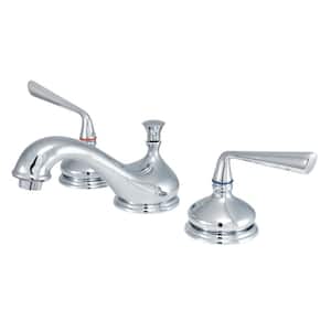 Silver Sage 8 in. Widespread 2-Handle Bathroom Faucets with Brass Pop-Up in Polished Chrome