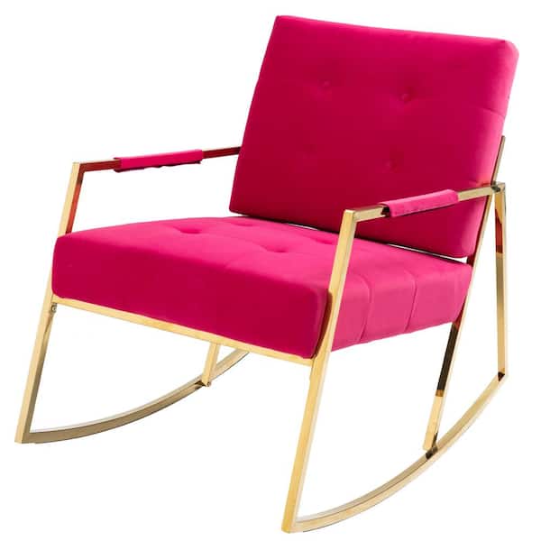 ATHMILE Red Polyester Rocking Chair with Stainless Steel Feet (Set of 1)