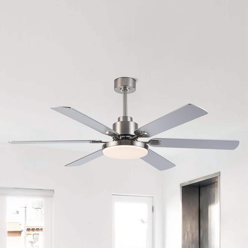60 in. Indoor Integrated LED Brushed Nickel Ceiling Fan with Light, DC Motor, and Remote Control Included price history on PriceWatchPro