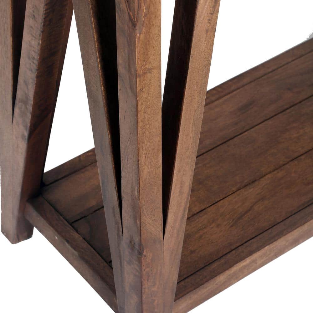 Modern Loft 56" Wood and Concrete-Coated Console Table with Storage