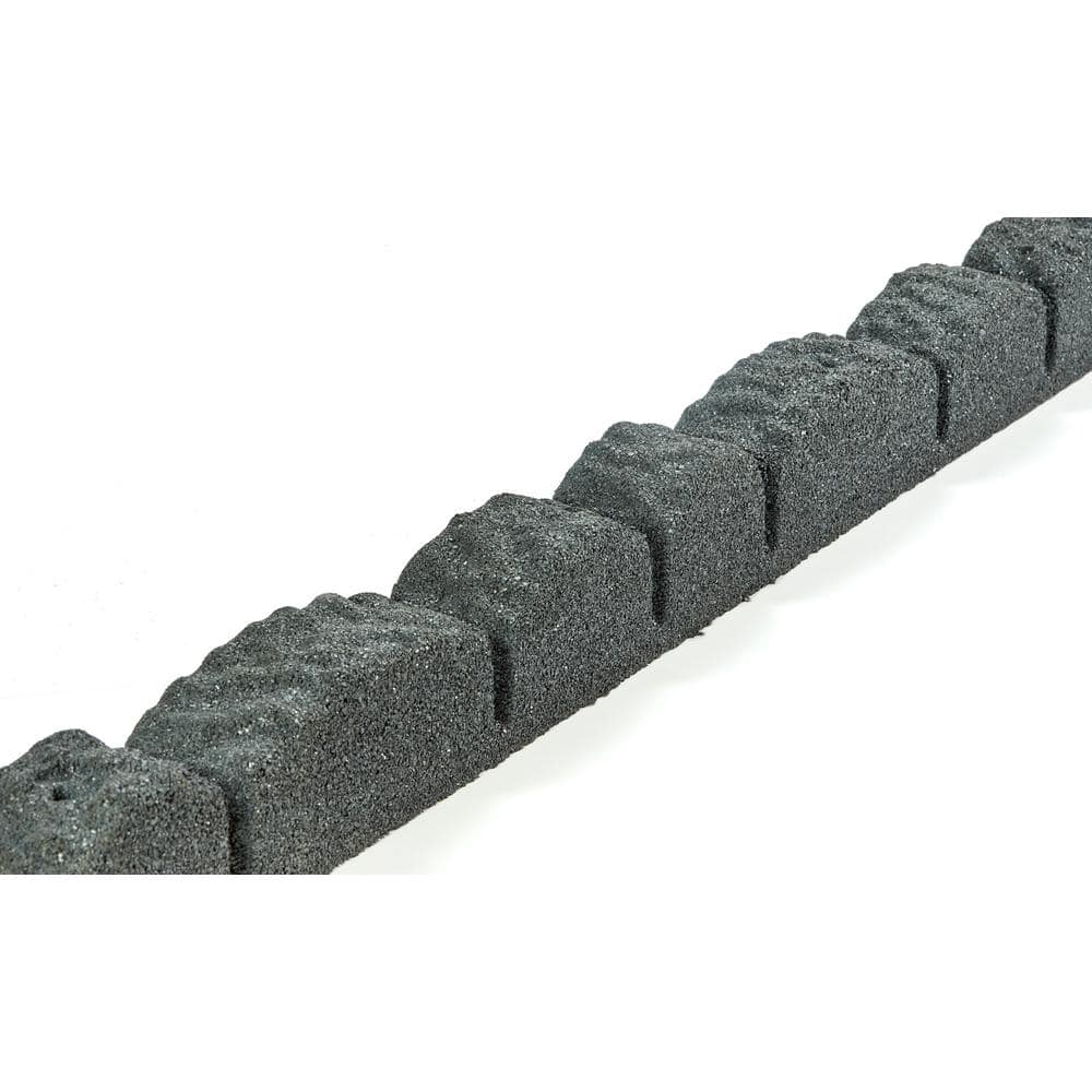 Gray Cobblestone Rubber Landscape Edging Border, 4-Pack