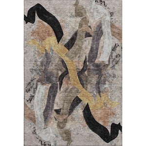 Mayfield Premium Machine Washable Abstract AMF2191 Taupe 9 ft. x 12 ft. Area Rug