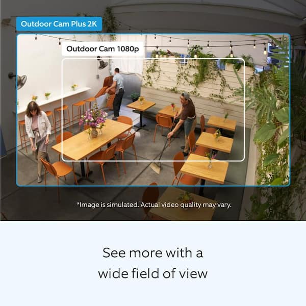 Ring Outdoor Cam Plus Hardwired PoE with Wide-Angle 2K Video, Full
