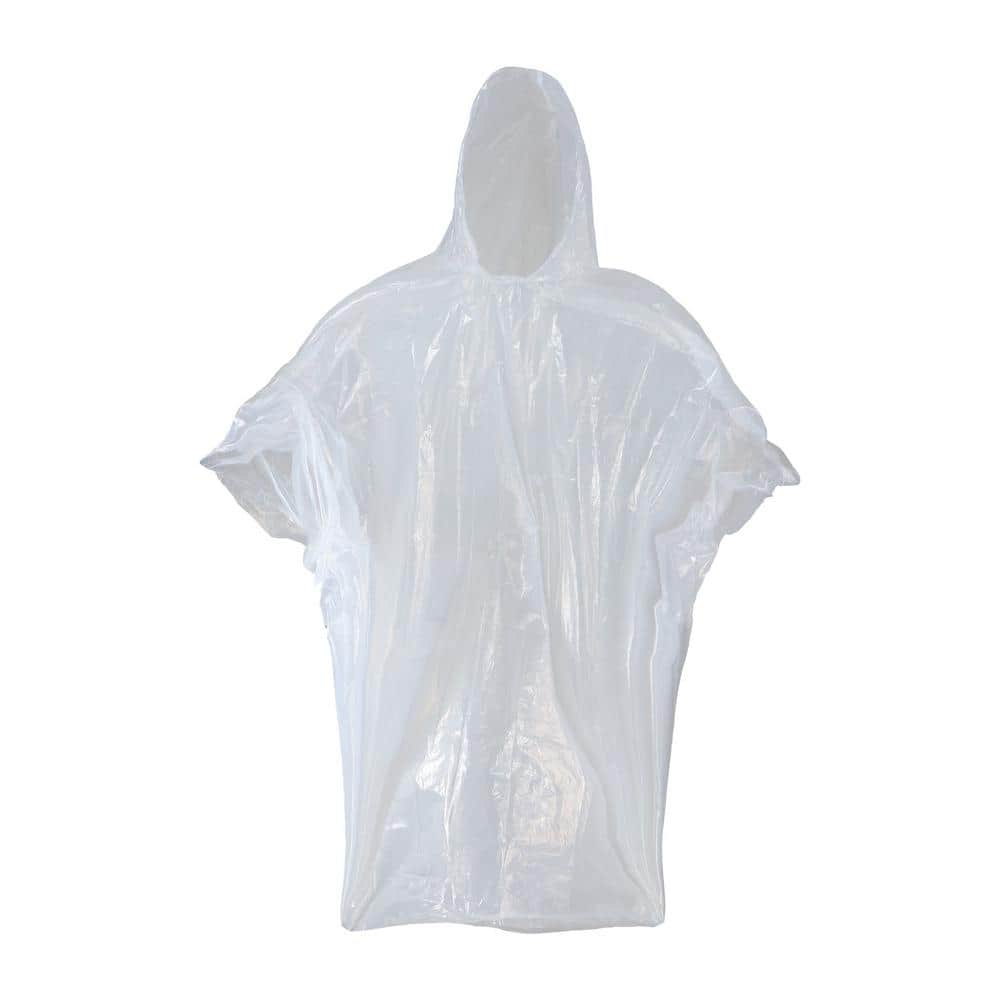 Bedre tobak stille Economy One-Size-Fits-All Clear Polyethylene Waterproof Rain Poncho with  Hood 49838/XSRCC18 - The Home Depot