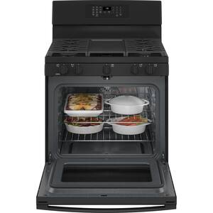 30 in. 5.0 cu. ft. Gas Range with Self-Cleaning Convection Oven and Air Fry in Black
