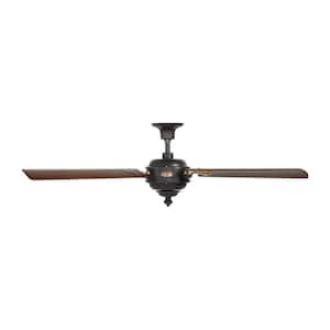 Arezzo 60 in. Indoor Antique Iron with Hand-Rubbed Antique Brass Ceiling Fan with Remote Control