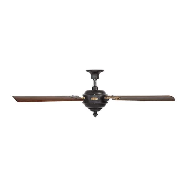 Generation Lighting Arezzo 60 in. Indoor Antique Iron with Hand-Rubbed Antique Brass Ceiling Fan with Remote Control