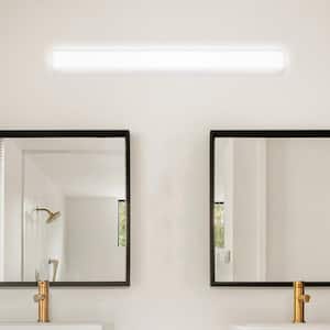 23.6 in. 1-Light Modern White Cylinder Integrated LED Bath Vanity Light Bar, Wall Fixture for Bathroom Mirror