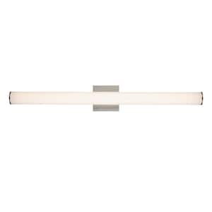 Whitley 36 in. 1-Light Brushed Nickel Integrated LED Bathroom Vanity Light with Rounded Linear Acrylic Shade