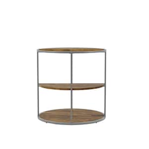 Henvale 24 in. Gray Round Wood Top End Table