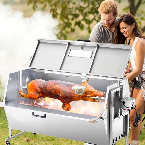 VEVOR 60-Watt Rotisserie Grill with Hooded Cover, 56 in. Pig