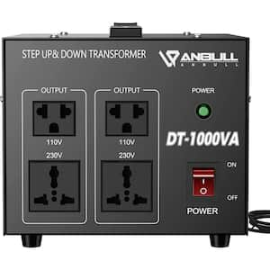 1000-Watt Transformer Voltage Converter, 110-120V to 220-240V and from 220-240V to 110-120V w/US and Universal Outlet