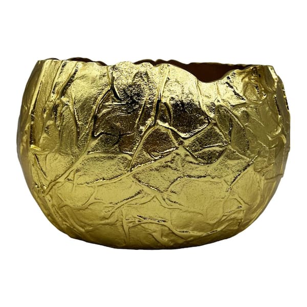 castellousa Gold Aluminum Metal Modern Stone Bowl