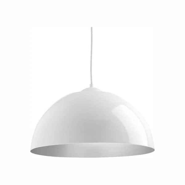 Progress Lighting Dome Collection 16 in. 29-Watt White Integrated LED Modern Cord Hung Kitchen Pendant