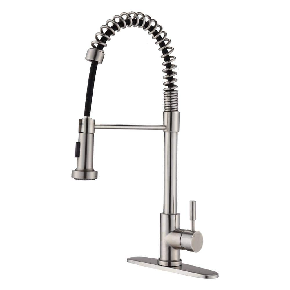 cadeninc Single Handle Pull Down Sprayer Kitchen Sink Faucet in Brushed ...